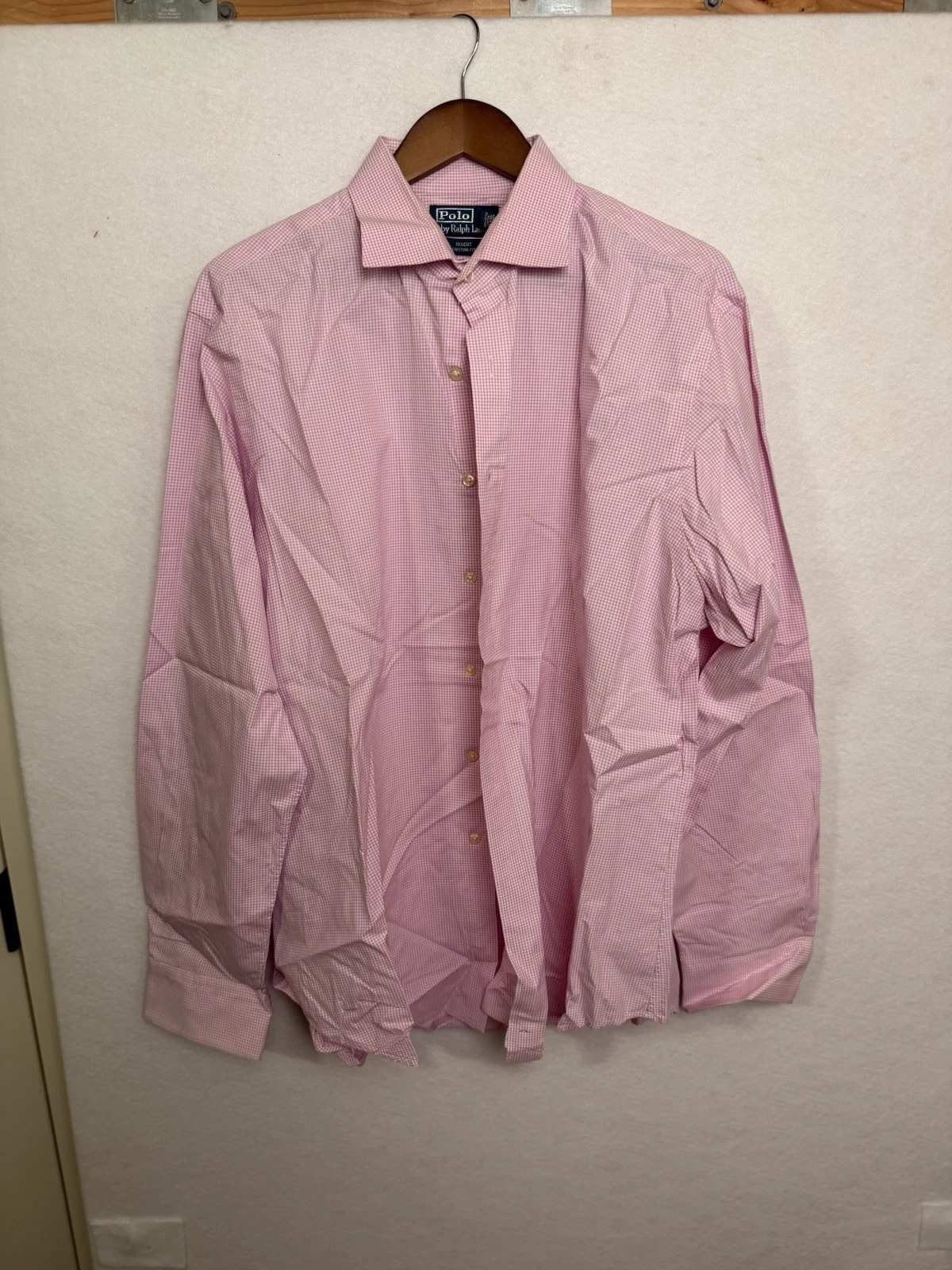 Polo Ralph Lauren Long Sleeve Button Pink Regent Custom Fit 17.5-36/37