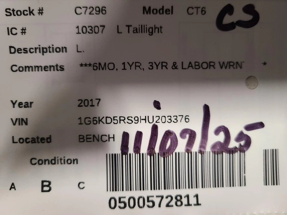 Used Left Tail Light Assembly fits: 2017 Cadillac Ct6 Left Grade B - Image 3 of 4