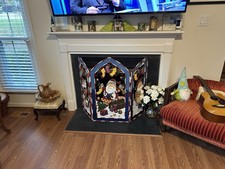 Grandeur Noel Metal Christmas Santa 36" Fireplace Screen 2002 Edition Holiday