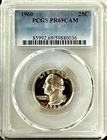 1960 SILVER PROOF WASHINGTON QUARTER PCGS PR69 CAM, ABSOLUTELY GREAT EYE APPEAL!