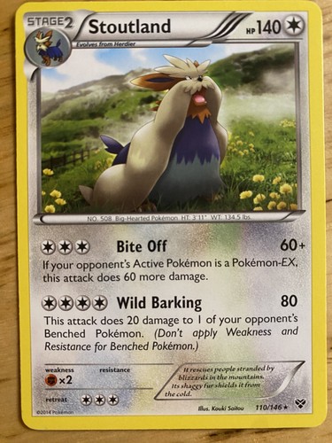 Stoutland - 110/146 - Rare 2014 XY Base Set Pokémon TCG Near Mint Free Shipping