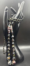 Vintage Murano Style Lampwork Glass Bead Necklace Hand Knotted Artisan