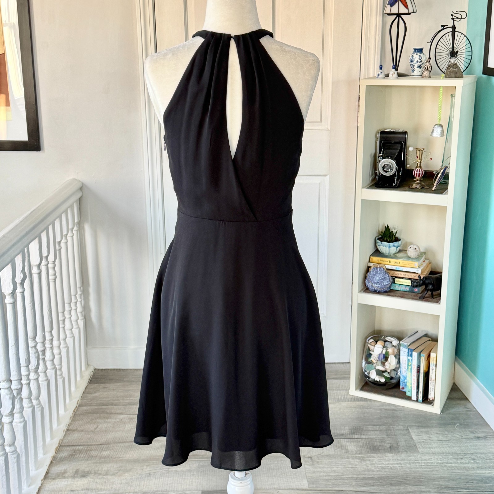 Express Black Fit & Flare Sleeveless Mini Dress with Pleated Details (size 4)