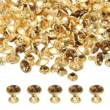 70 Set Dark Yellow Gold 8mm Leather Rivets Rhinestone Studs Rivet for Repair DIY
