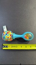 Vintage Fisher-Price Baby Rattle with Colorful Fabric and Beads