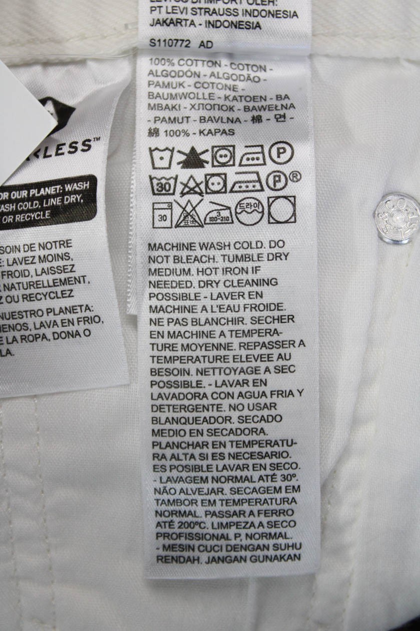 Levis Unisex White Cotton Solid Button Shorts Siz… - image 5