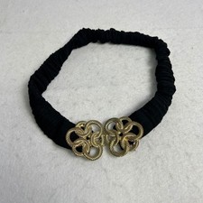Vintage 80s Style Unbranded Womens M Black Gold Interlocking Knot Elastic Belt