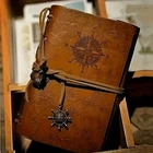 Fuax Leather Journal Refillable Notebook Nautical Compass Anchor Gift Travel