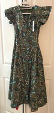 $385 Elie Tahari Women Green Paisley Print Midi Dress fit & flare Size XS - NWT