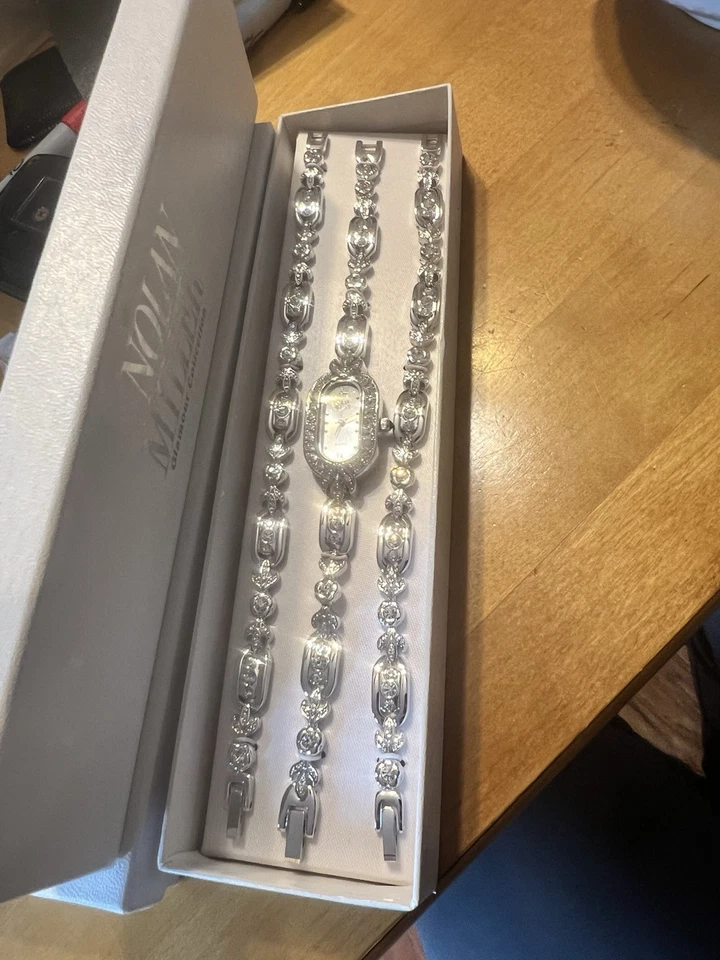 Reloj y pulsera de plata NOLAN MILLER juego de 3 piezas plata caja original 7294 Foto 4 de 4