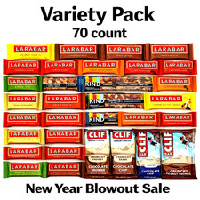70 ASSORTED BRAND FLAVOR LARABAR/ CLIF/KIND - ENERGY NUTRITION PROTIEN BARS