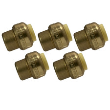 5 Pack XFITTING Push Fit Cap, 1/2", Push-To-Connect End Cap Plug, Brass