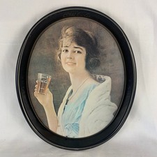 VINTAGE METAL COKE COCA-COLA SERVING TRAY 1973 ANTIQUE REPLICA OVAL W WOMAN NICE