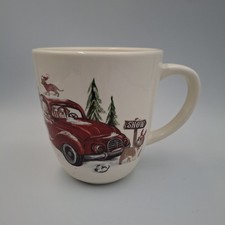 Pier 1 Winter Wonders Christmas, Ironstone Mug, Dogs and Cat with Red Truck