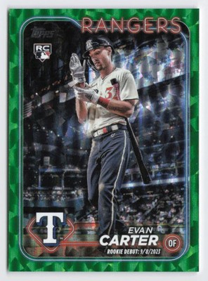 2024 Evan Carter Rookie Card Topps Update Series Green Crackle /499 #US58