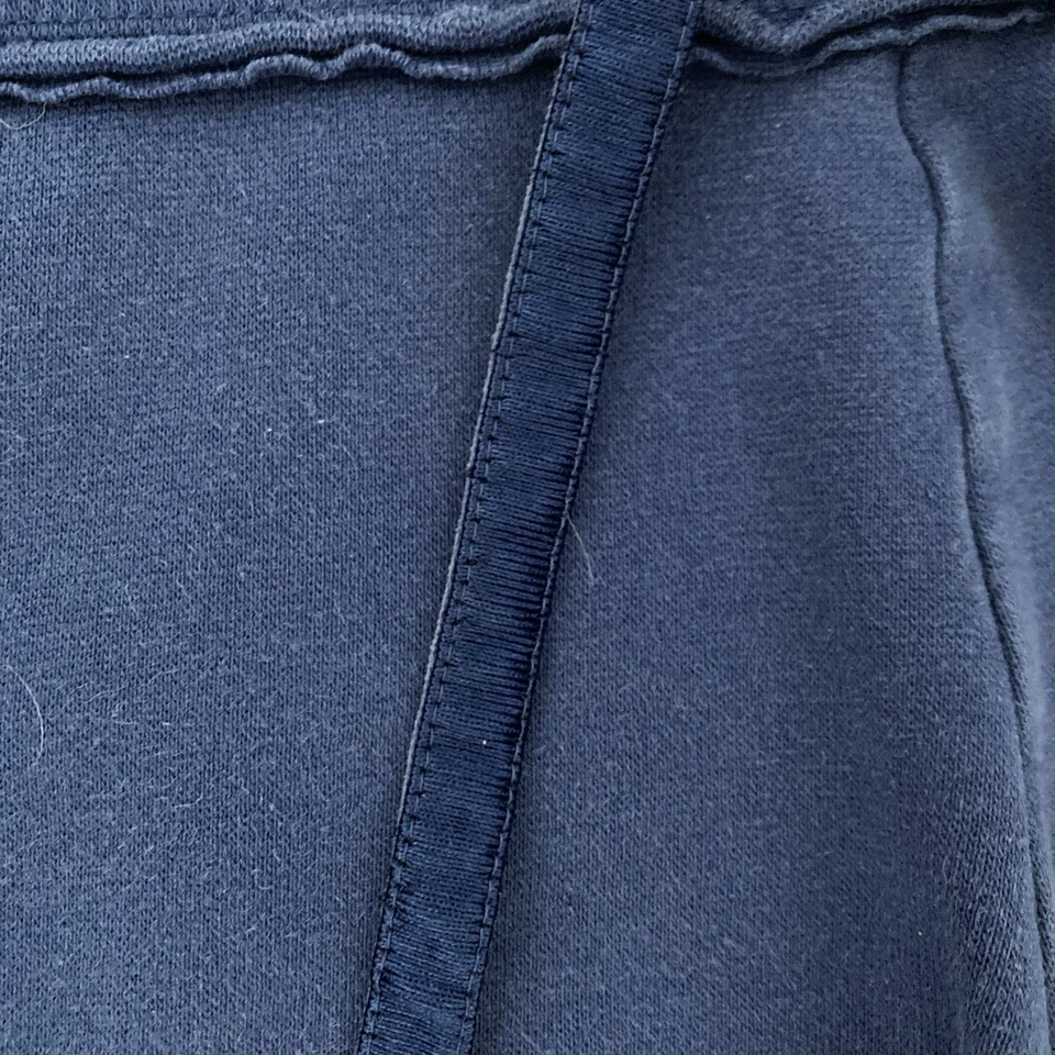 Vtg Y2k Low Rise Sweatpants Shorts L Raw Hem Blue Satin Detail Bodycon Preppy - Image 3 of 4