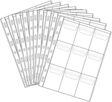 9-Pocket Plastic Coin Holder Pages for Collector Supplies