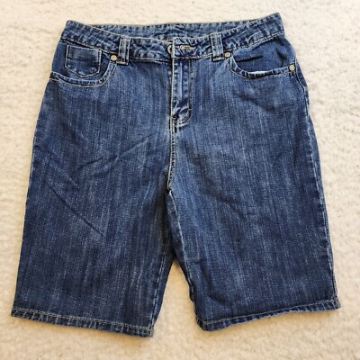 Full Blue For Her Bermuda Shorts 10 Mom Blue Denim 100% Cotton Beltloops