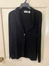 Chico's Travelers Blazer Womens Large Black Button Jacket Sz 2