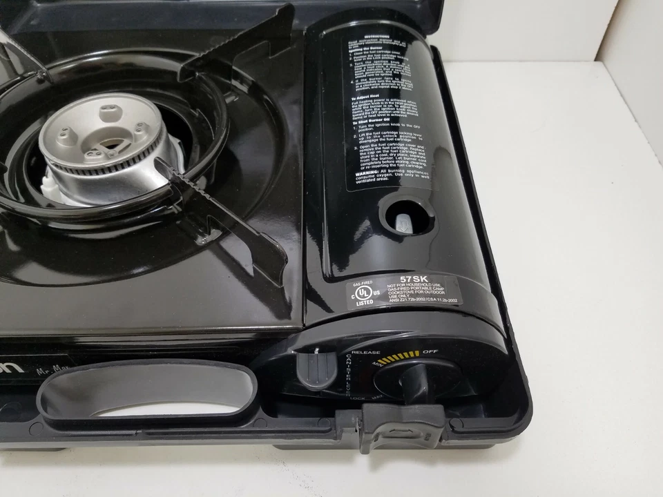 Estufa de gas portátil Max Burton Mr Max 57Sk negra con estuche de transporte Y141 Foto 4 de 4