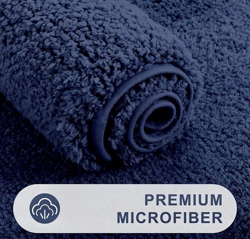 Bath Rug XTRA THICK Anti-Slip Bath Mats Soft Plush Navy Blue 16"x24" NEW - Picture 3 of 5