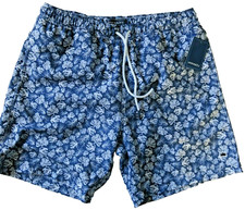 Blue  White Swim Trunks Shorts Medium New With Tags Men Coral Drawstring