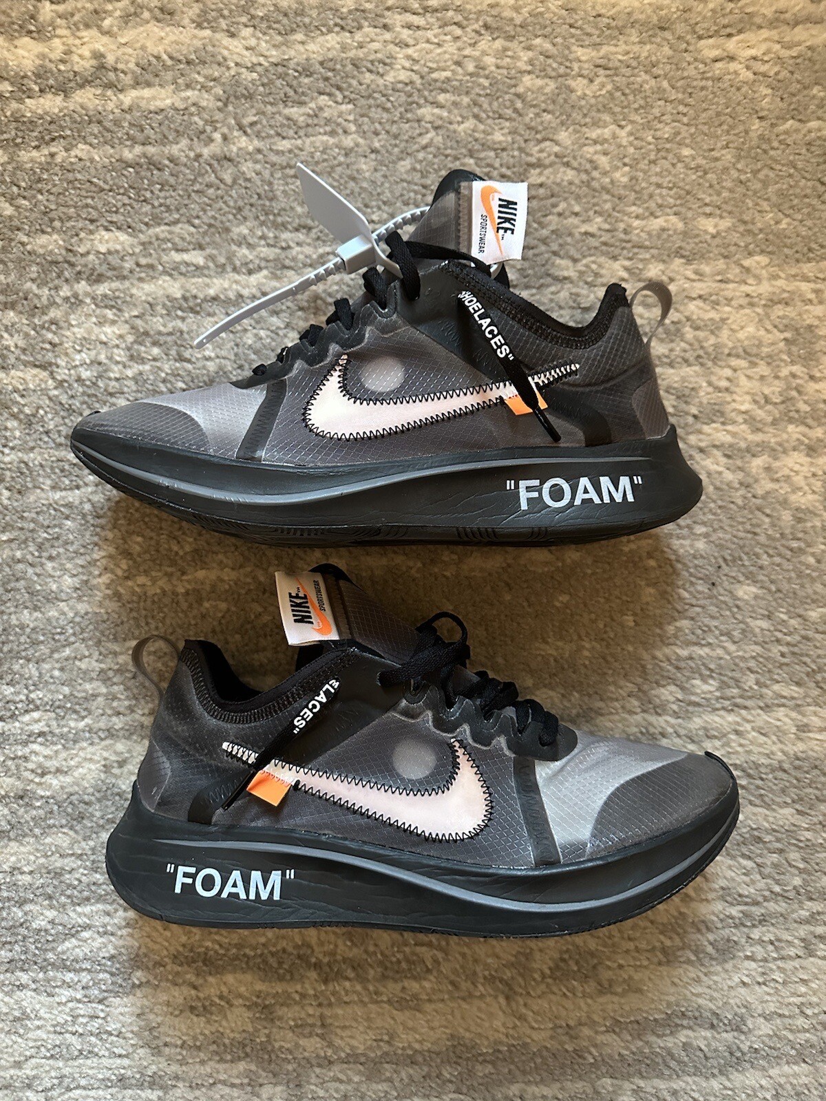 OFF WHITE X NIKE Nike Zoom Fly SP x BIANCO SPORCO nero taglia 9 2018 us OGtti tuttii (dannia scatola)
