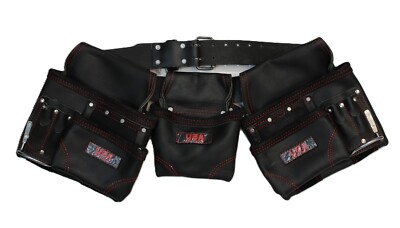 Seven Star Tools Genuine Leather Framer s Tool Belt   Black w/ Red Stitching