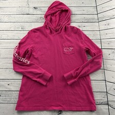 Vineyard Vines Pullover Hooded Long Sleeve Pocket T Shirt Women's Small Hot Pink