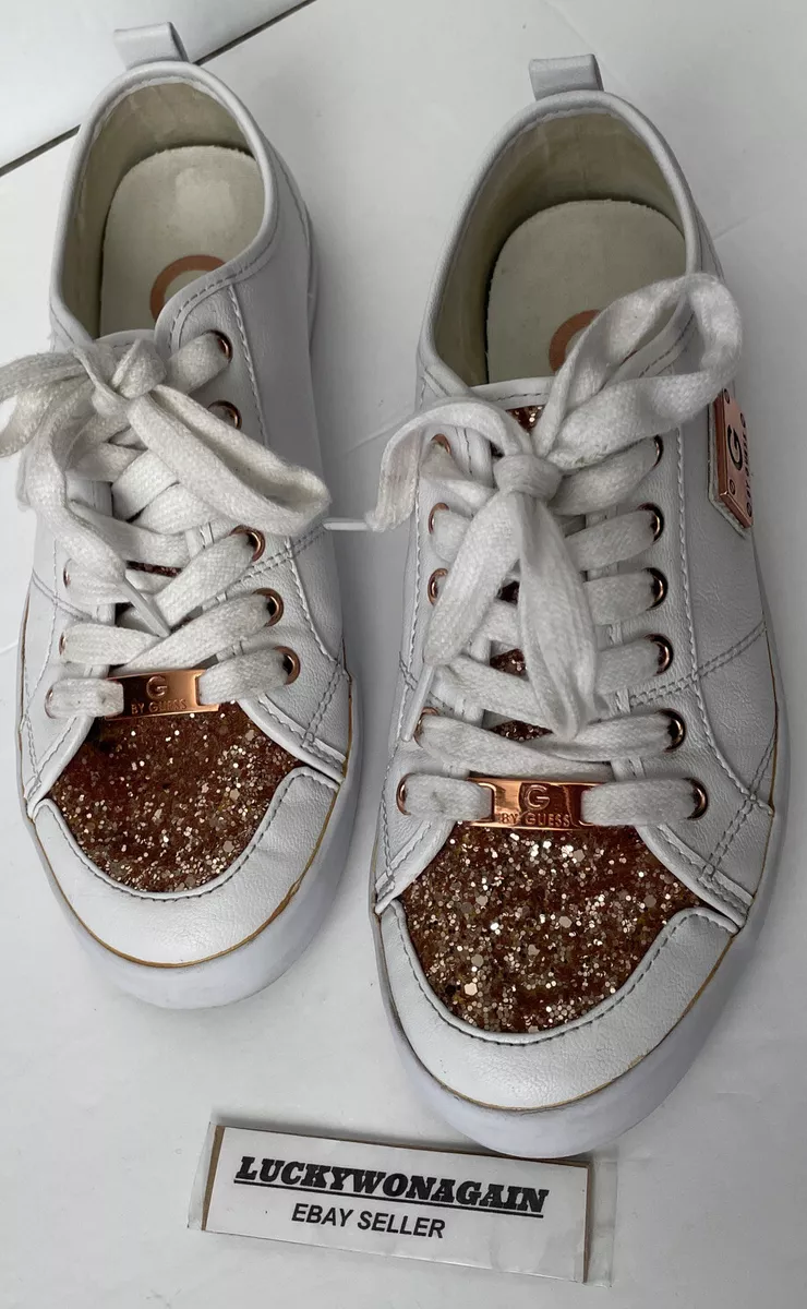 G By Guess GGMallory Women&#039;s White Sneakers Size 6 1/2 with Glitter | eBay