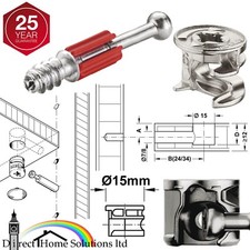 HAFELE MINIFIX Ø15mm CAM LOCK BOLTS & FIXING DOWELS FURNITURE FITTINGS FLAT PACK
