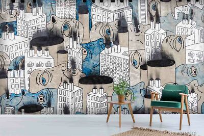 3D City Ghost Graffiti Wallpaper Wall Mural Removable Self-adhesive 59