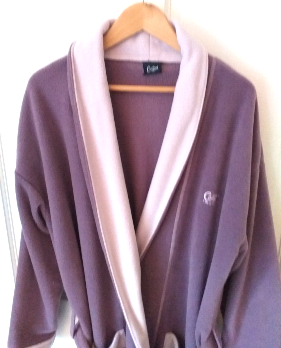 Ladies Cotton Trader long two tone purple fleece dressing gown with pockets  L | eBay UK