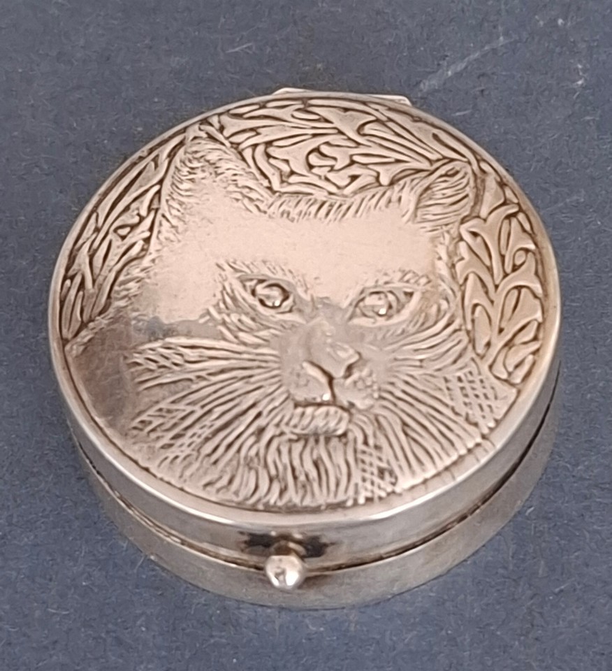 Silver Pill Box Cat eBay