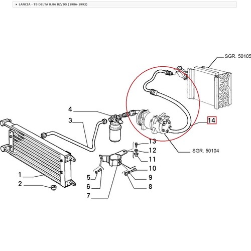 TUBO FLESSIBILE IMPIANTO CONDIZIONAMENTO ARIA LANCIA DELTA ORIGINALE 82433759 - Imagen 2 de 6
