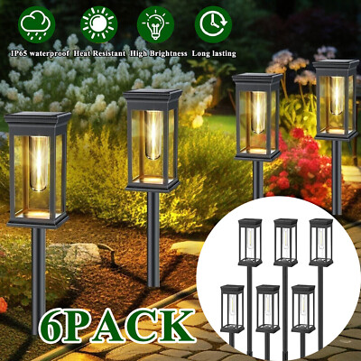 6 Pack Solar Garden Lights Outdoor Waterproof Landscape LED Lights Pathway Yard