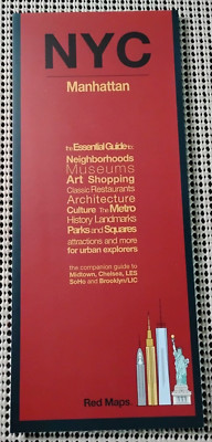 NYC Manhattan Red Map Travel Guide