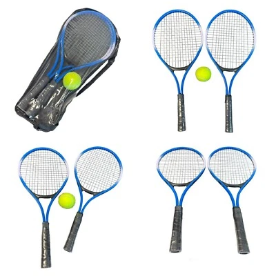 BLITZ UK Neu 2 Spieler Tennisschläger Set mit 1 Tennisball und Cover Bag in blau UK 20-1
