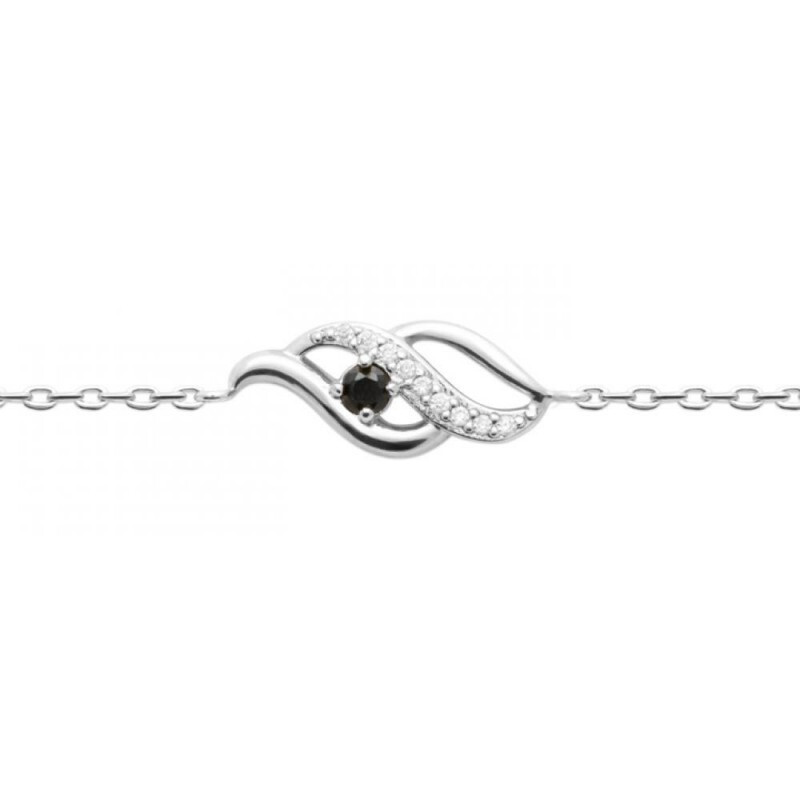Bracelet argent massif 925 rhodié et oxydes de zirconium hypoallergénique