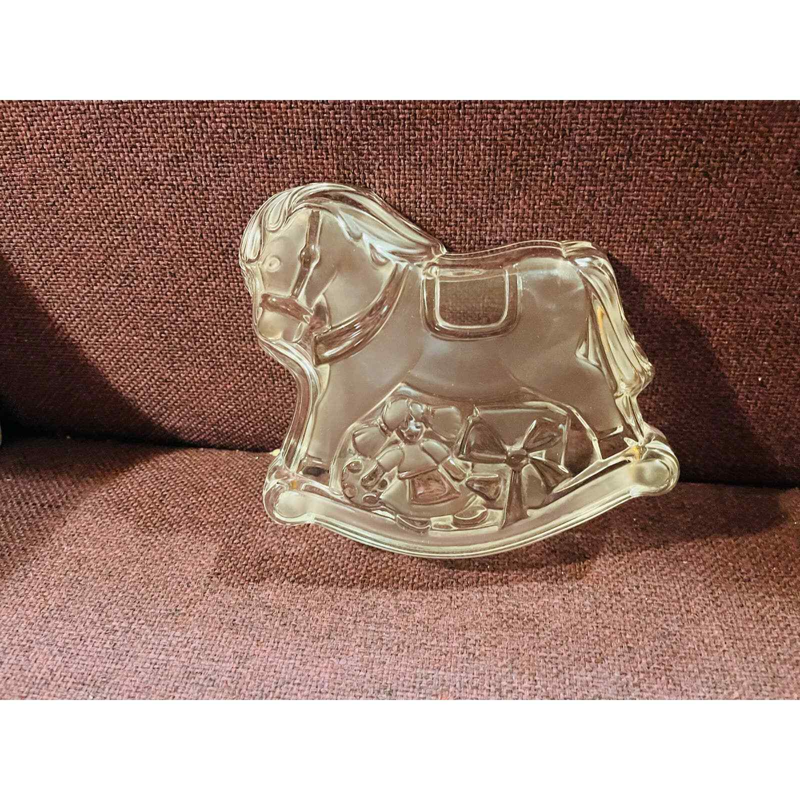 Mikasa Rocking Horse Candy Dish, Vintage Christmas Rocking Horse Clear