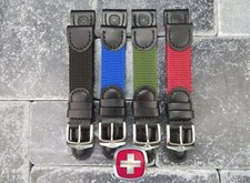 New 20mm Swiss Army Leather Strap Black Nylon Watch Band Victorinox 20 mm