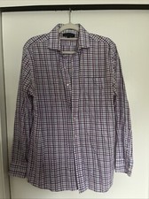 Tommy Hilfiger Men  s Large Button Up Purple Striped Dress Shirt