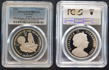 GIBRALTAR SILVER 1 CROWN PROOF COIN 2001 YEAR KM#950a VENUS PCGS PR67 TOP ??