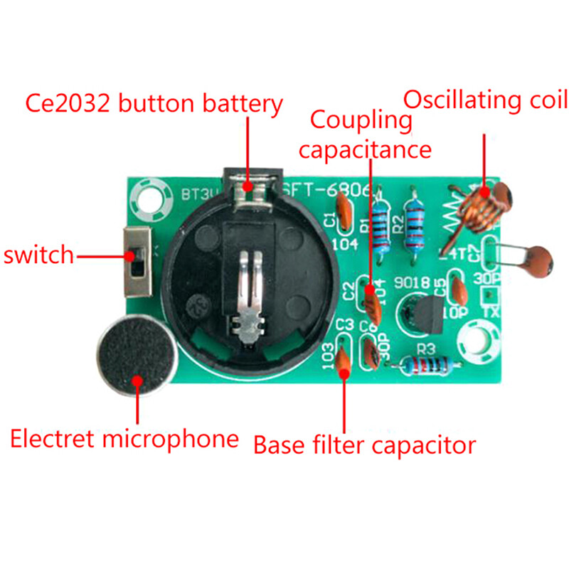 FM Stereo Radio Transmitter DIY Kit With Microphone DC 3V