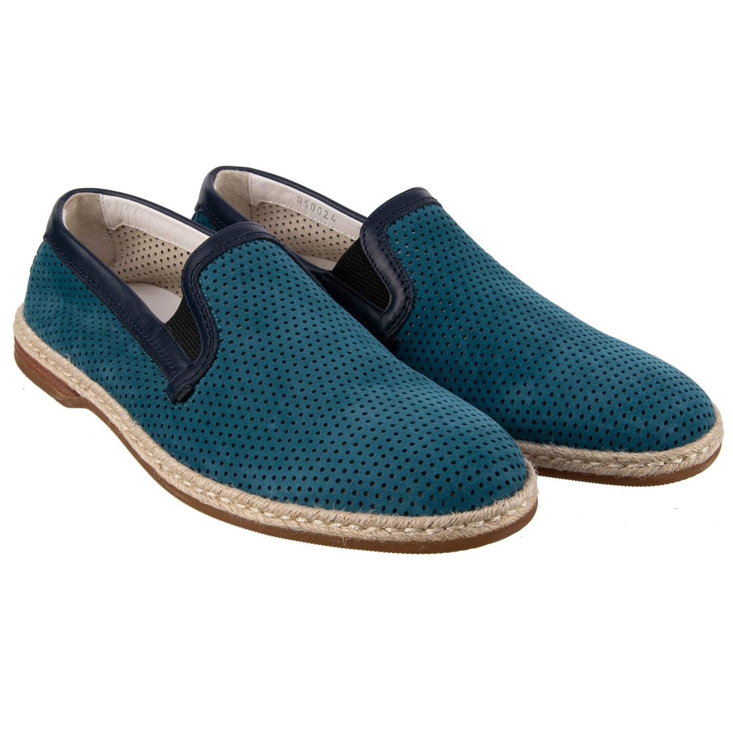 DOLCE & GABBANA Suede Loafer Espadrilles Shoes MONDELLO Turquoise Blue