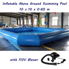 PreAsion® Family Swimming Pool 10x10x0.65m Above Ground Pool Inflatable Pool NEW