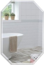 Mood® Octagonal Bathroom Mirror Wall Mounted, Bevelled Edges, 50cm x 40cm
