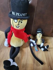 Set Of 2 Vintage Mr. Peanut Planters Plush 24" & 10" Dolls