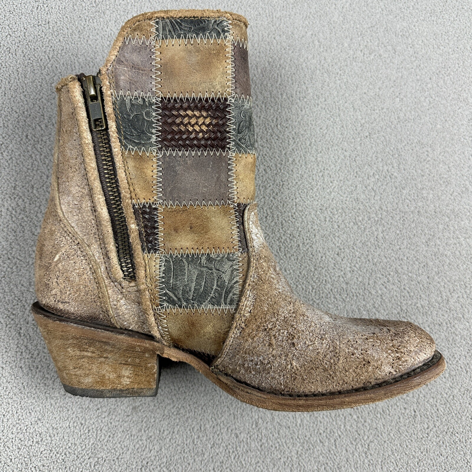 Corral Vintage Brown Patchwork Leather Short West… - image 8