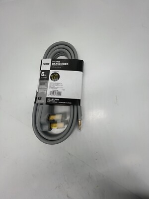 Prime RD628106L 3-Pole 3-Wire SRDT 50A 125/250-Volt Range Cord, Gray, 6-Feet